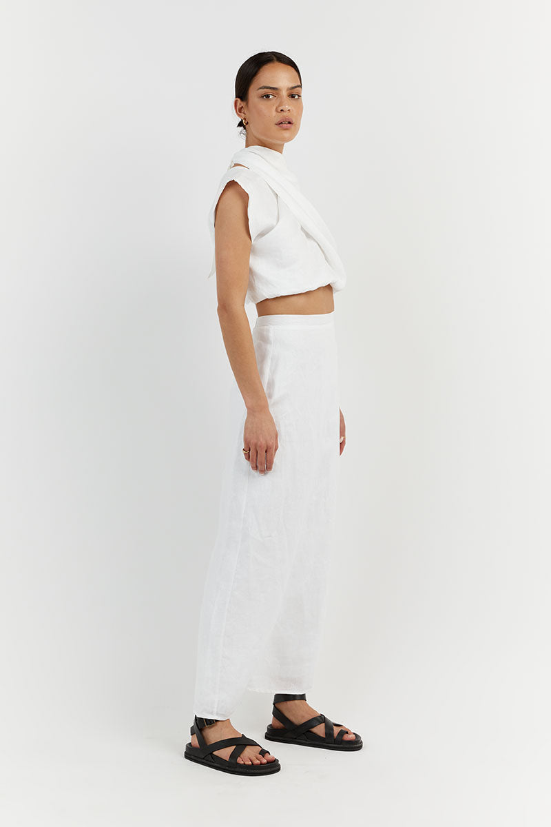 ALESSI WHITE LINEN CROP TOP