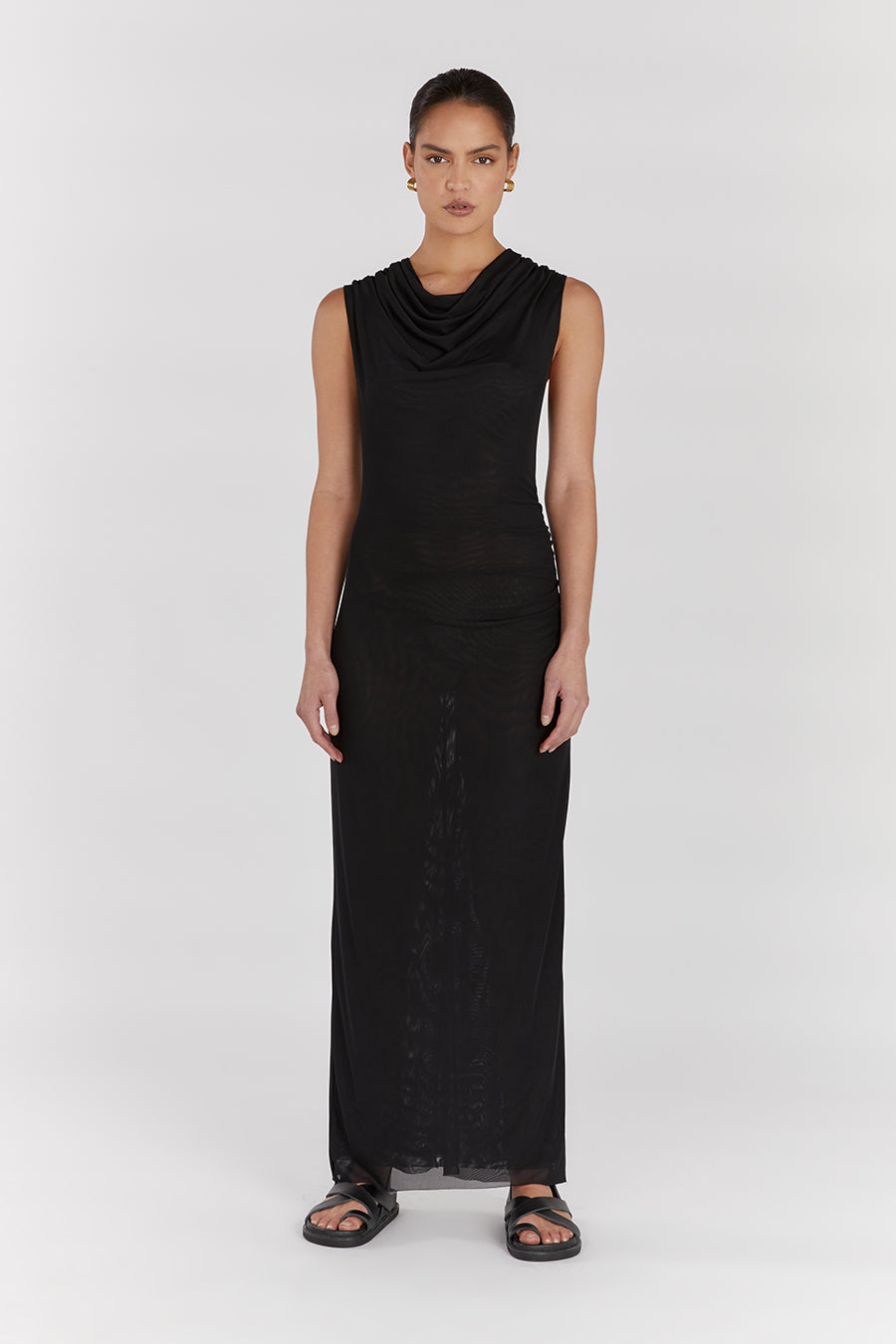 TATE BLACK MESH SLEEVELESS DRESS