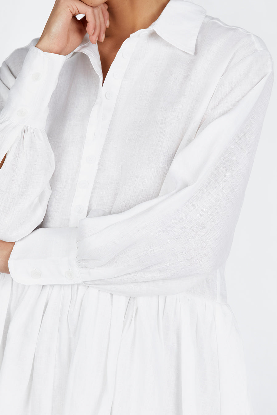 VIOLET WHITE LINEN MINI DRESS