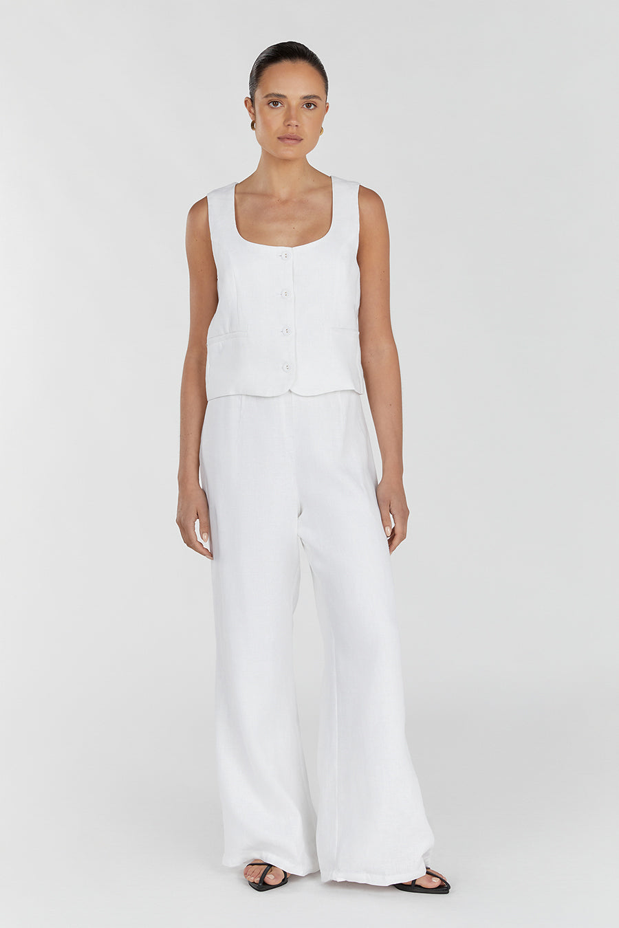 FLICK WHITE LINEN PANT