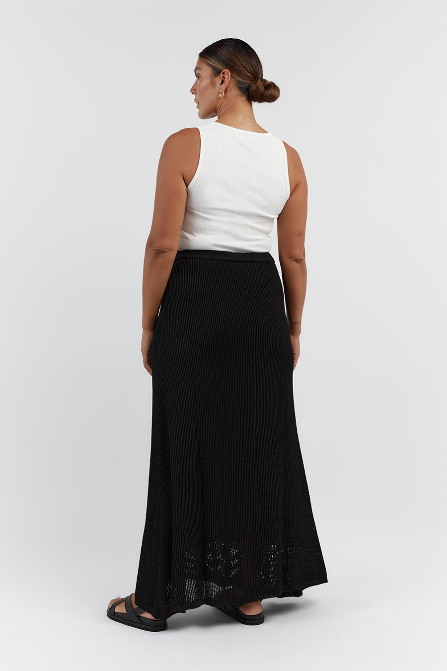 OPHELIA BLACK CROCHET MIDI SKIRT