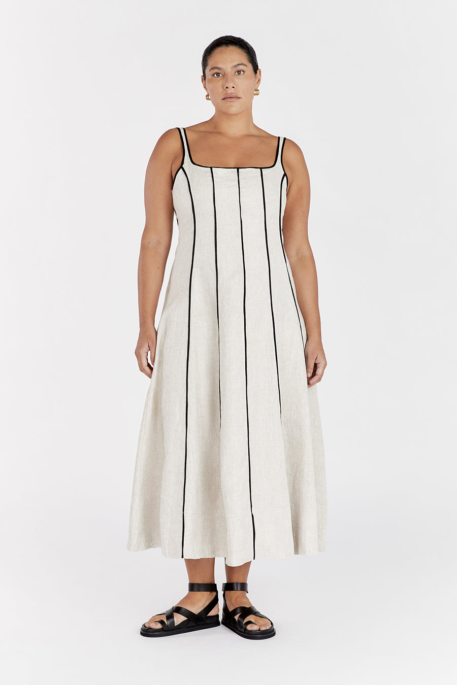 BECK NATURAL LINEN MIDI DRESS