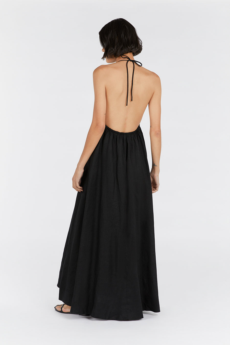 SICILY BLACK LINEN MAXI DRESS