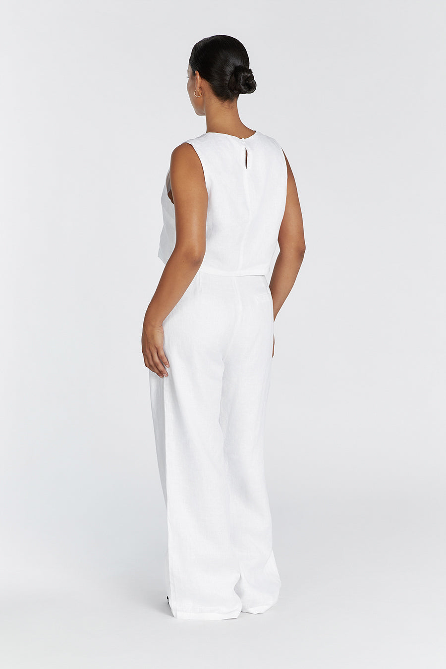 MONICA WHITE SCOOP LINEN CROP TOP