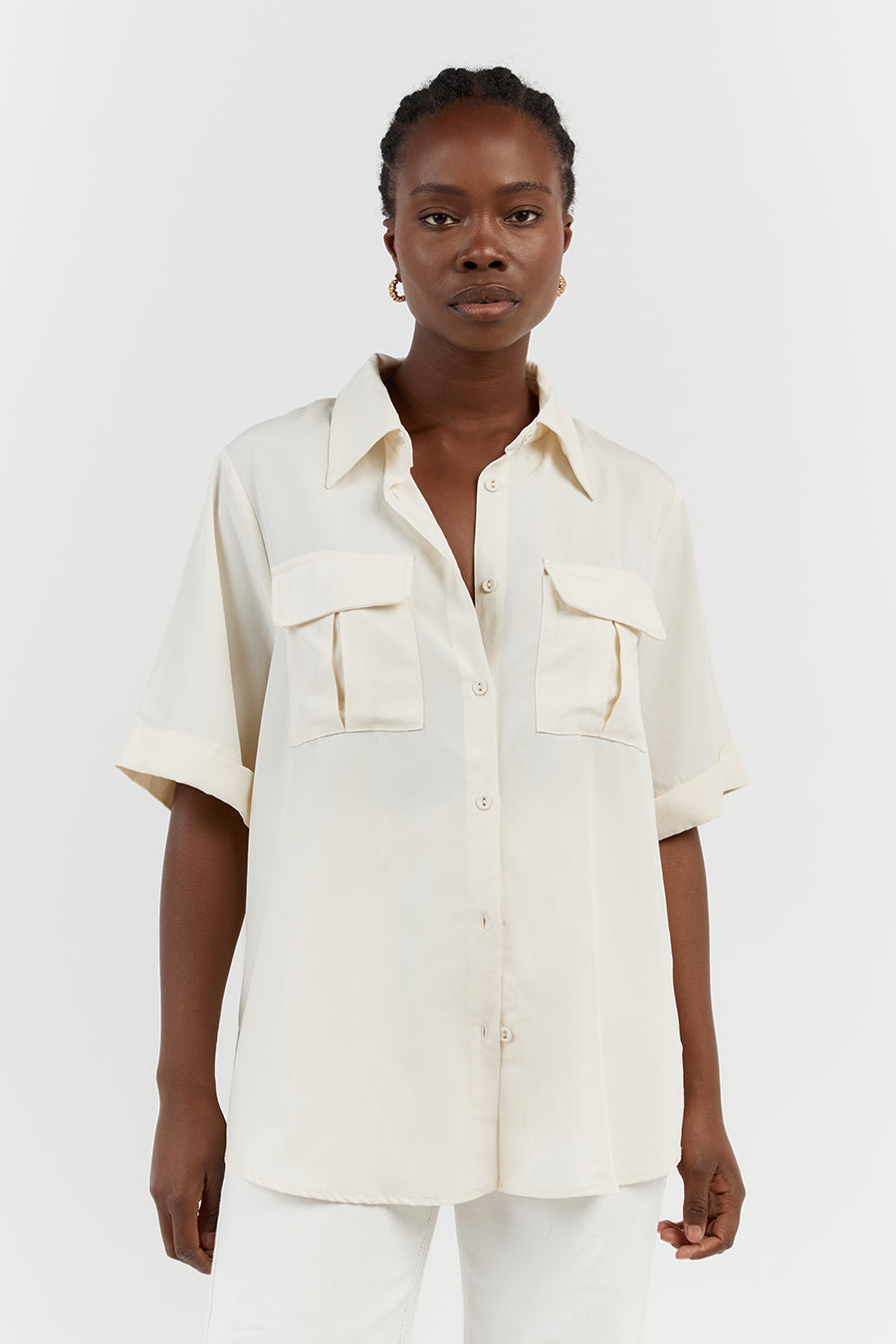 AMELIA OFF WHITE SAFARI SHIRT