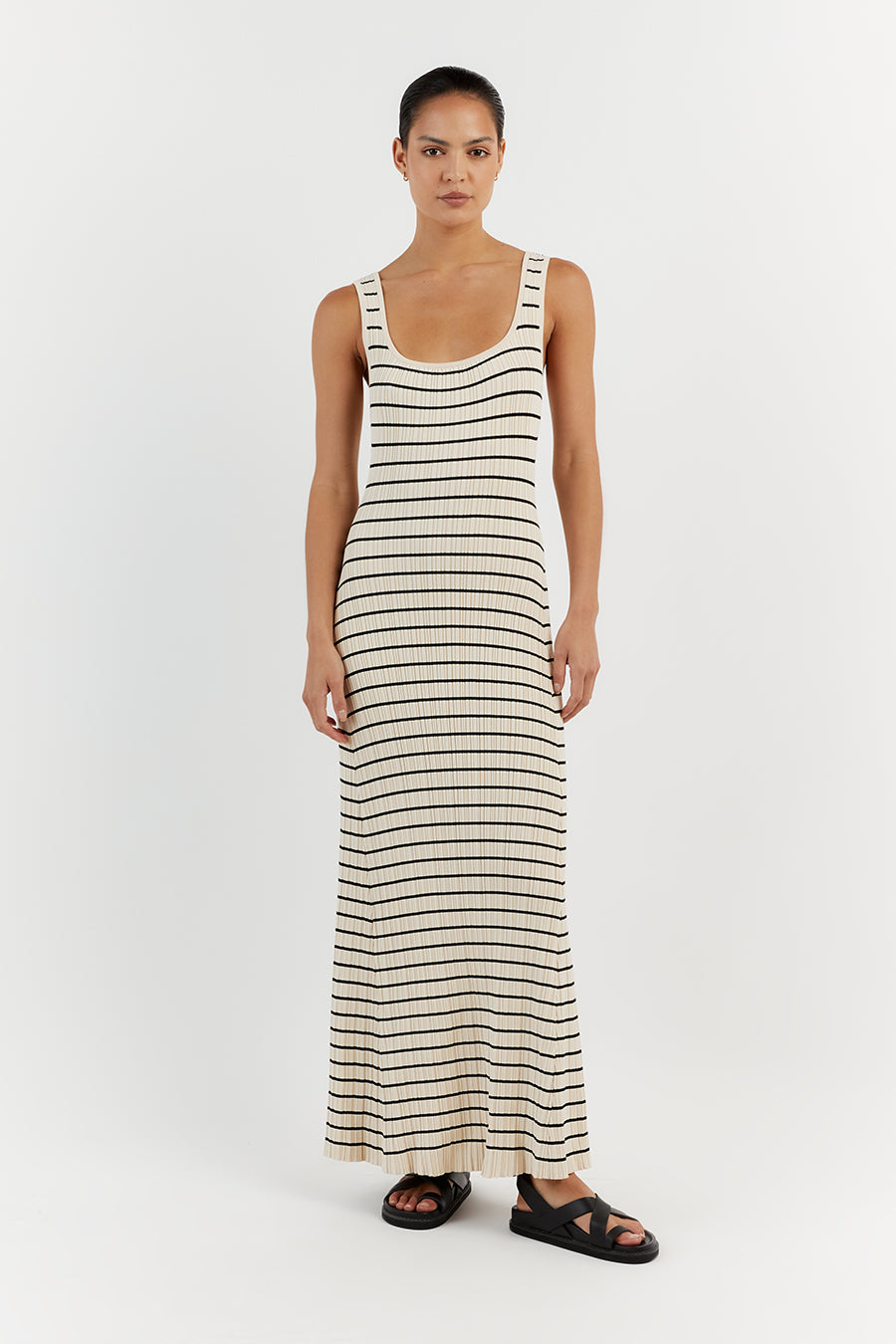 BILLIE BUTTER STRIPE MIDI DRESS