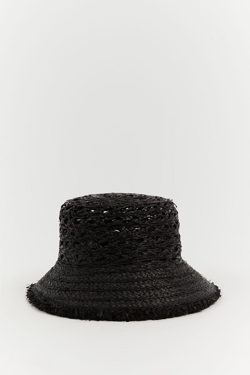 HOLMES BLACK STRAW BUCKET HAT