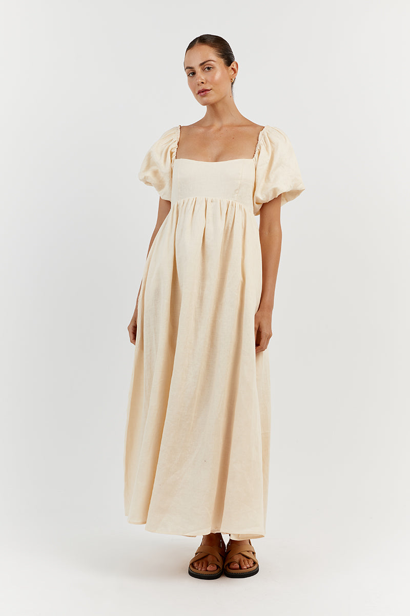 MONTY BUTTER LINEN MIDI DRESS