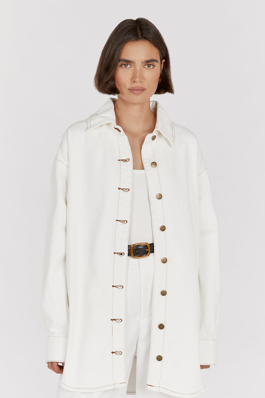 KALLEN OFF WHITE DENIM SHACKET