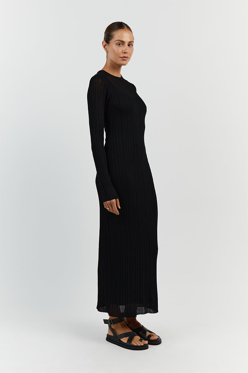 HARPER BLACK LONG SLEEVE KNIT DRESS