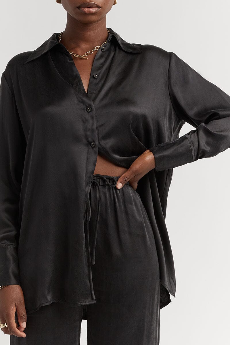 EVANS BLACK SILK SHIRT