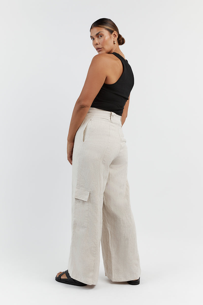 ISLA NATURAL LINEN WIDE LEG PANT