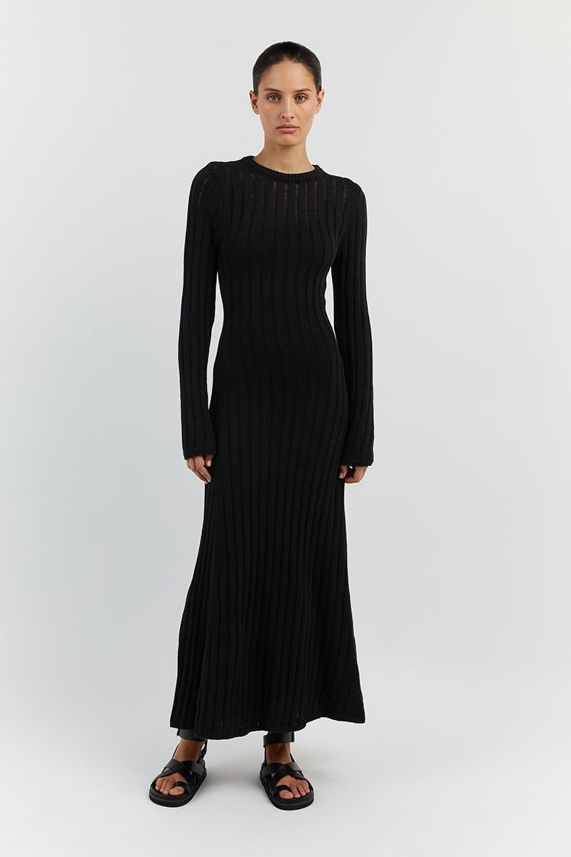 STEVIE BLACK LONG SLEEVE MAXI DRESS