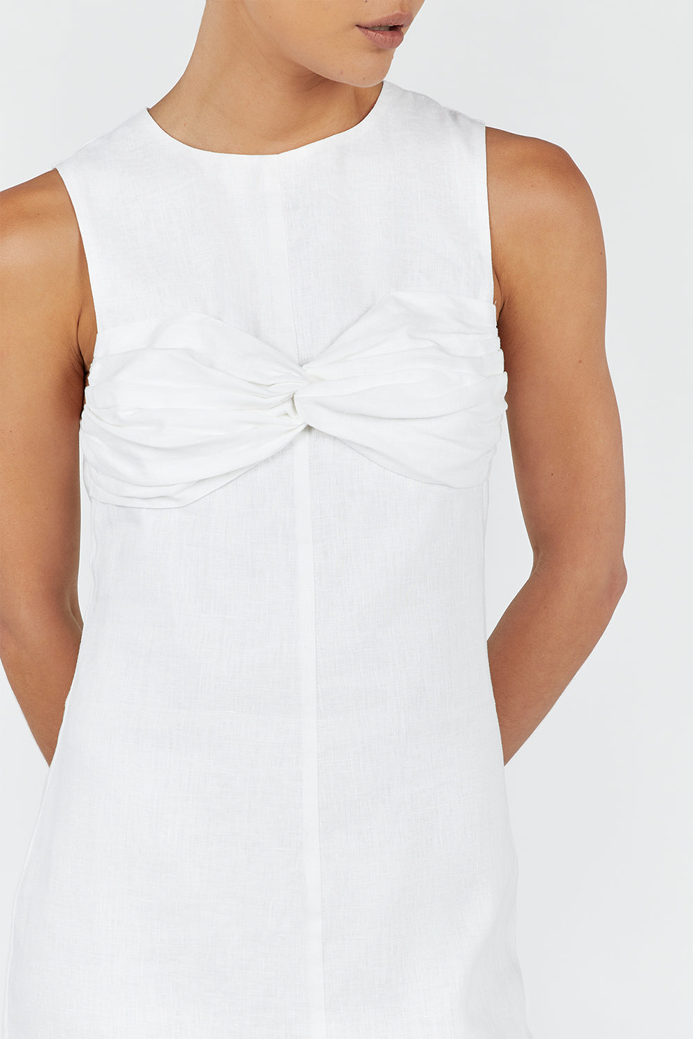 BERTIE WHITE LINEN MIDI DRESS