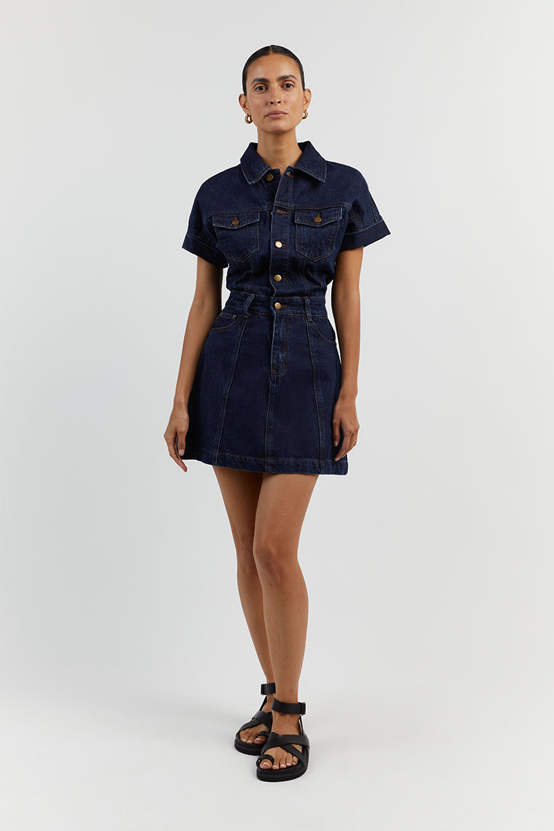 POPPY INDIGO DENIM MINI DRESS