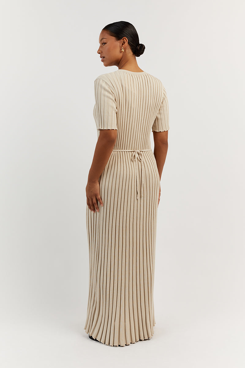 ADA STONE SHORT SLEEVE MIDI DRESS