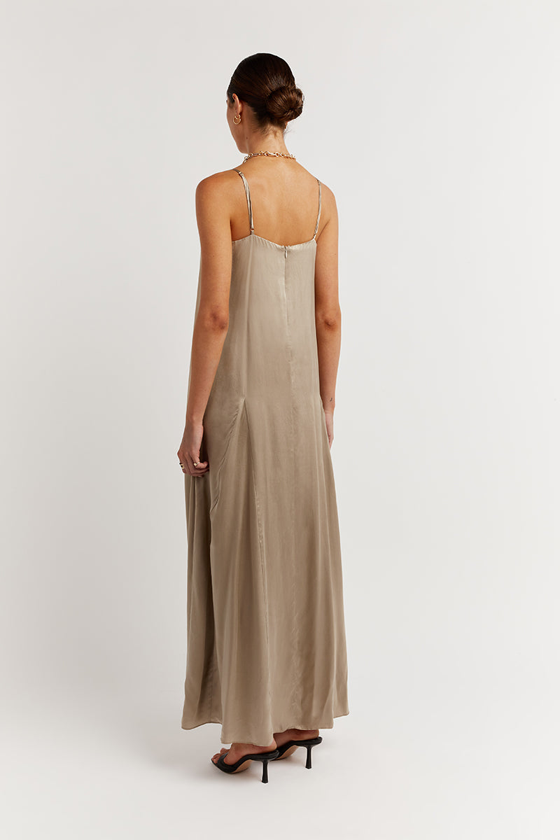 EVANS STONE SILK SLIP MIDI DRESS