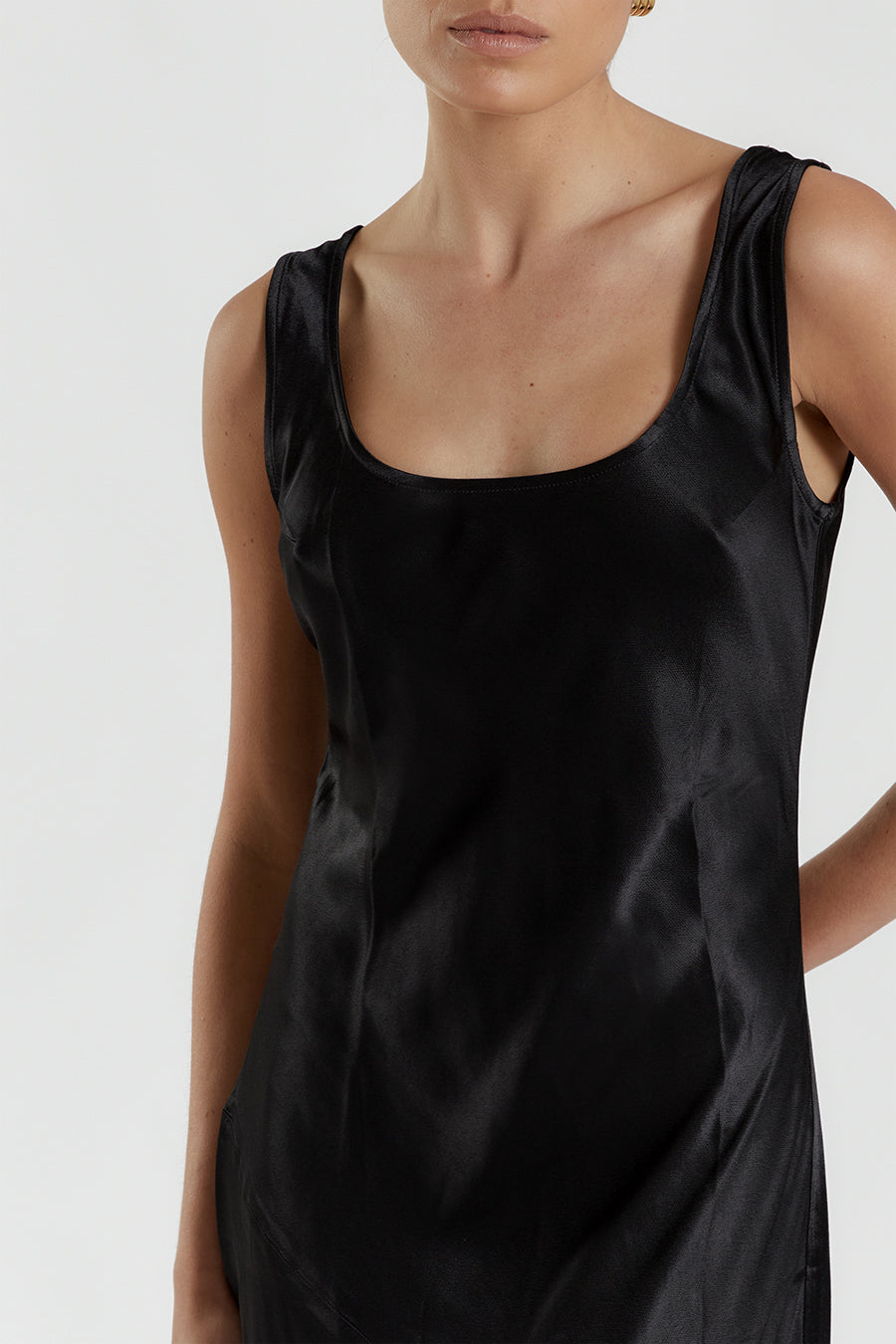 LEA BLACK SATIN MAXI DRESS