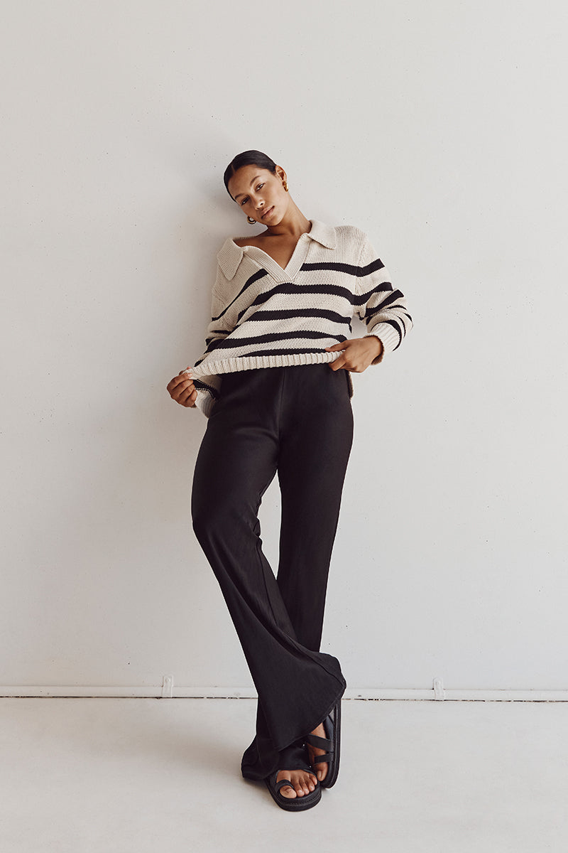 COLBIE BLACK AND STONE KNIT JUMPER