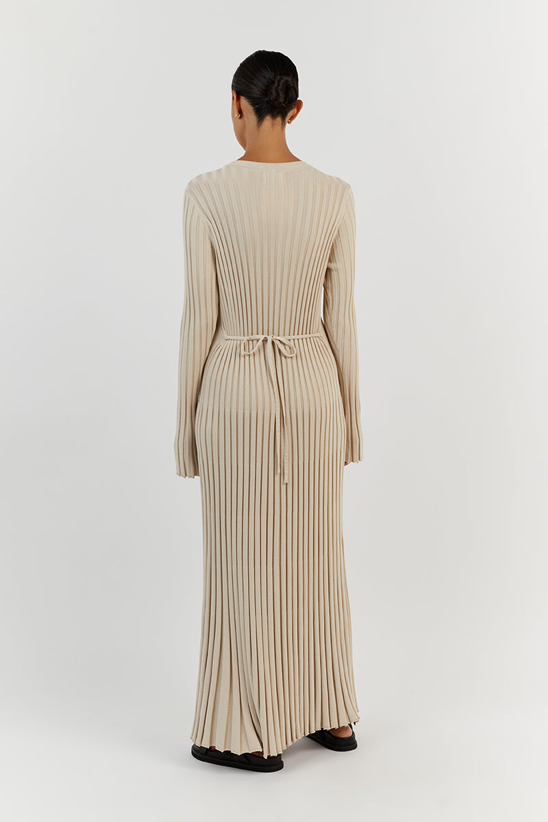 ADA STONE LONG SLEEVE MIDI DRESS