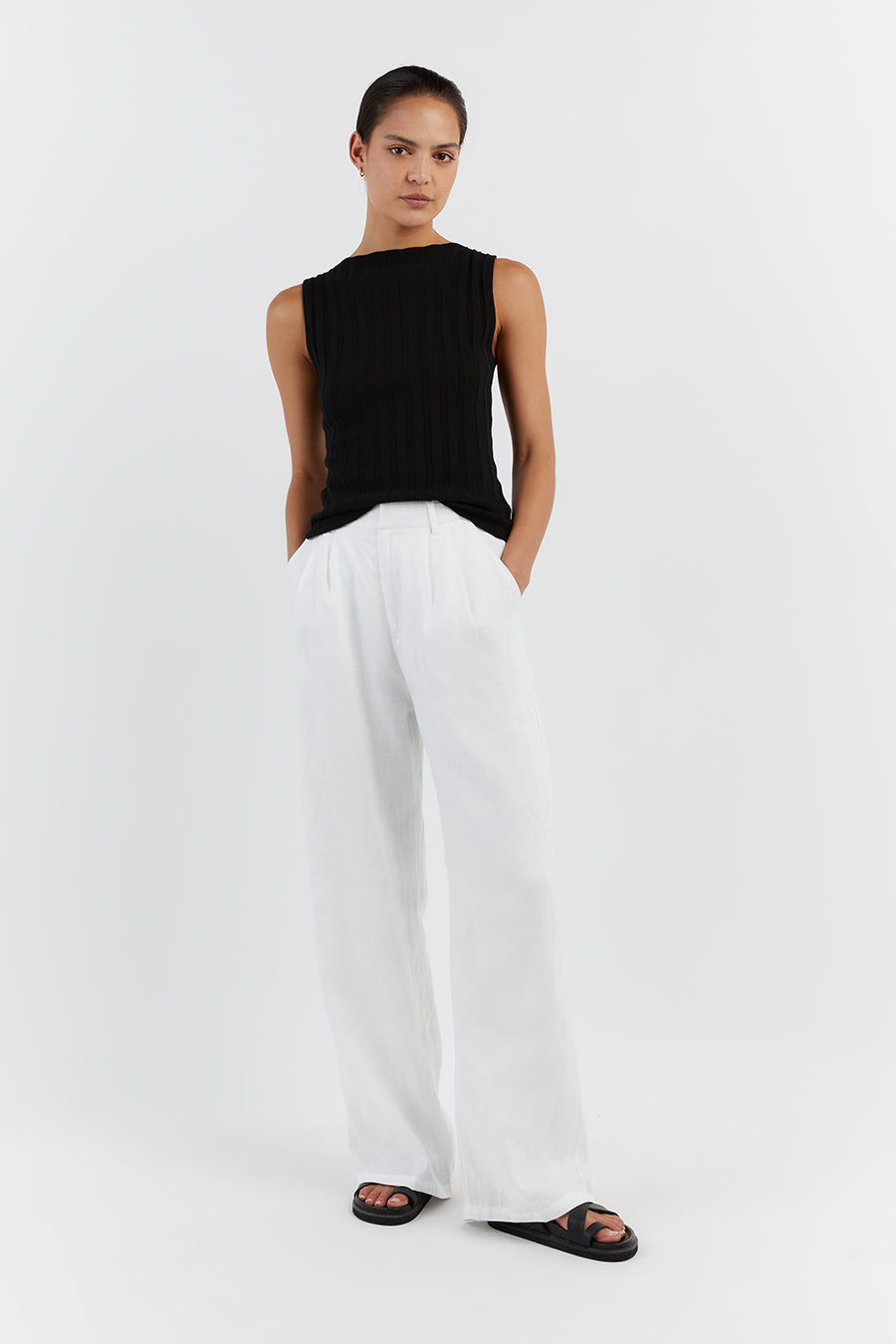GOLDIE BLACK BOAT NECK TANK