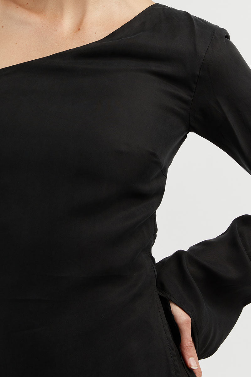 SASHA BLACK ONE SHOULDER TUNIC