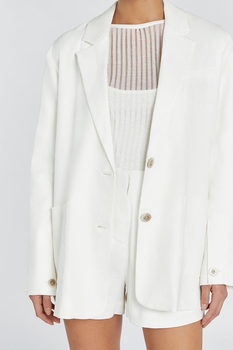 SLOAN WHITE LINEN BLEND WHITE BLAZER