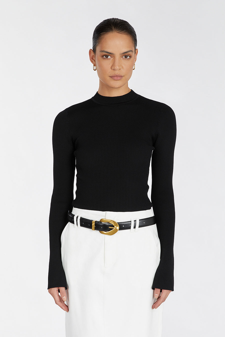 DONNA BLACK SLEEVED KNIT TOP