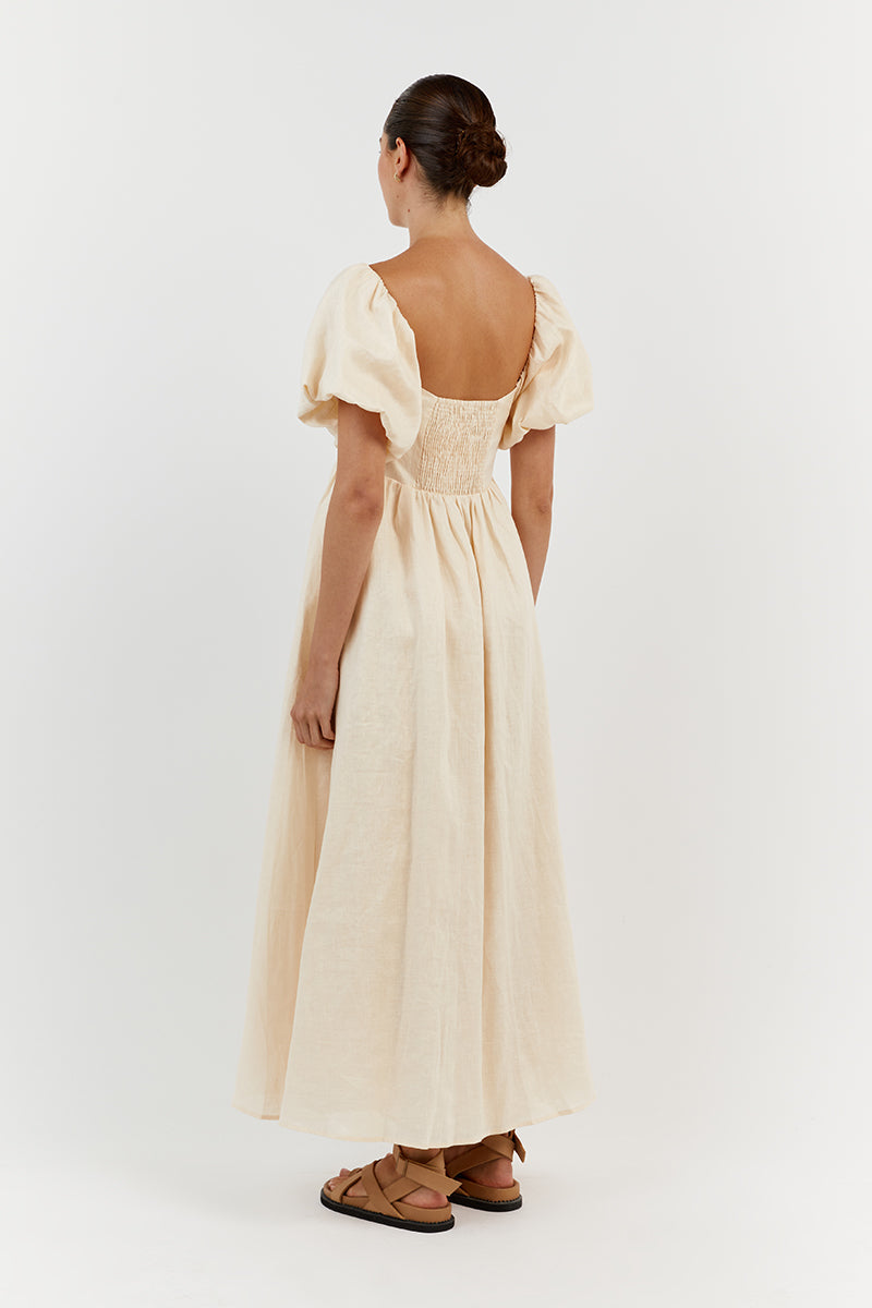 MONTY BUTTER LINEN MIDI DRESS
