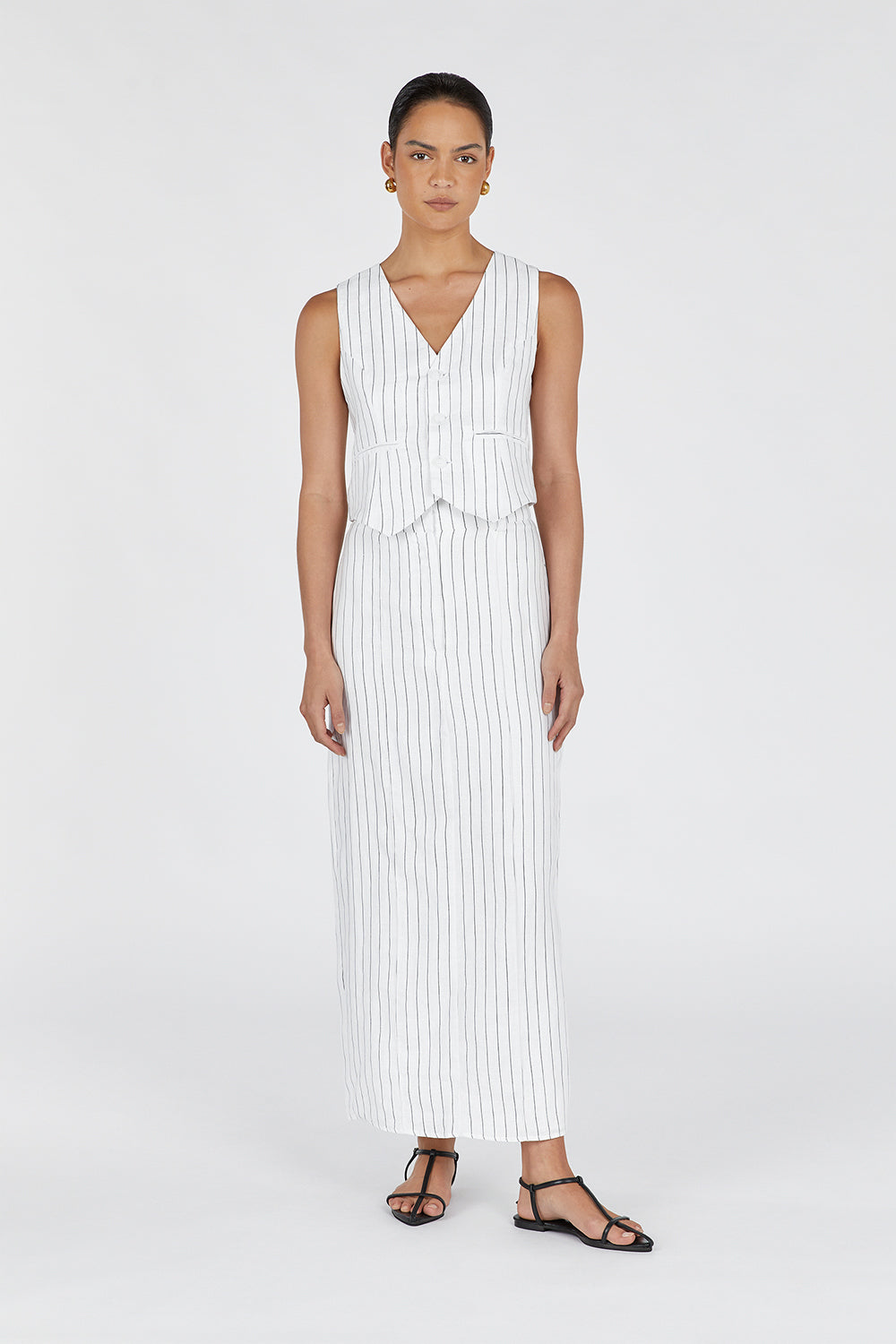 MARCEL WHITE PINSTRIPE VEST
