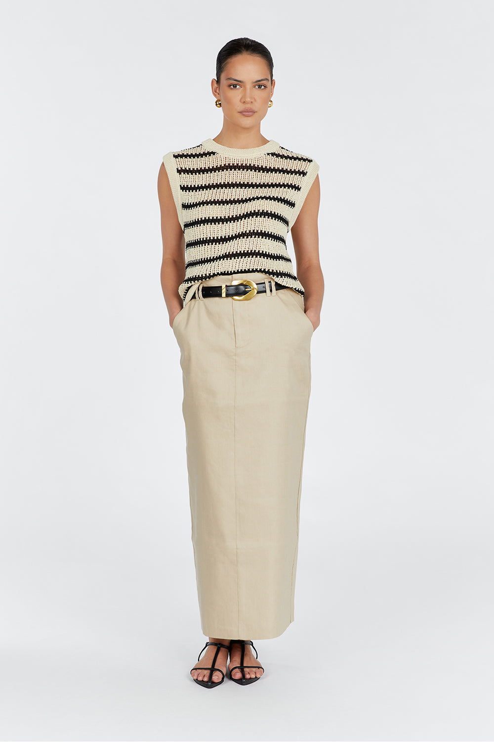MARGOT WHEAT STRIPE KNIT TANK