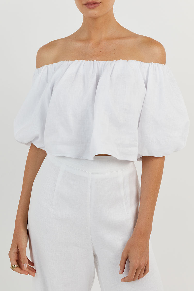 PENELOPE WHITE LINEN TOP