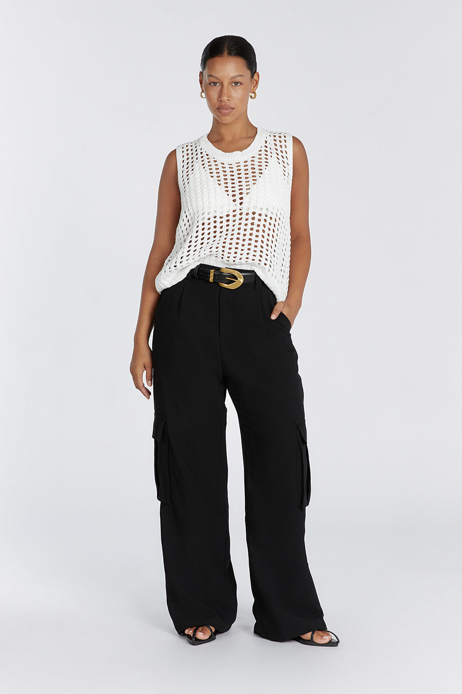 HUNTER OFF WHITE CROCHET TANK