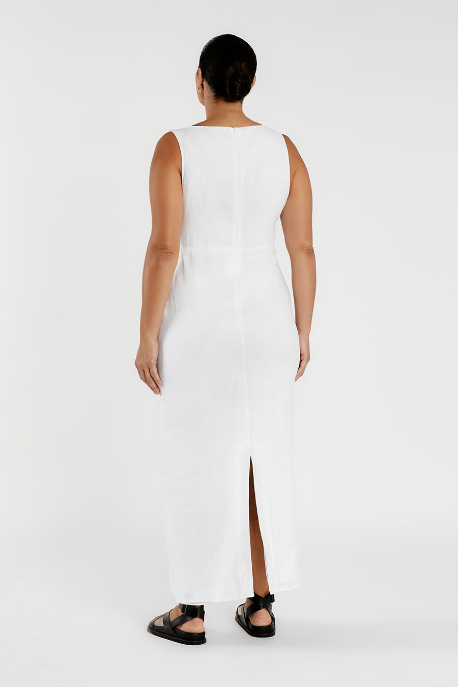TYLA WHITE LINEN MIDI DRESS