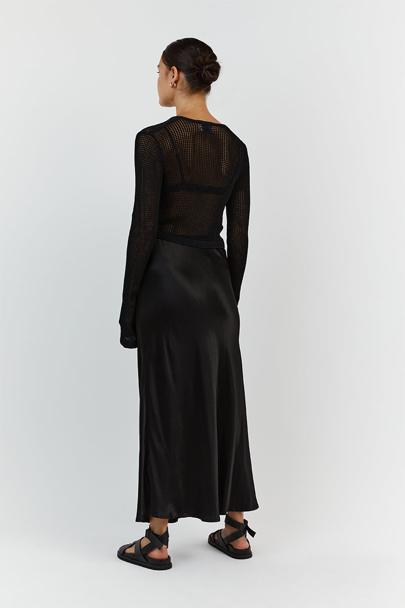 OPHELIA BLACK CROCHET CARDIGAN