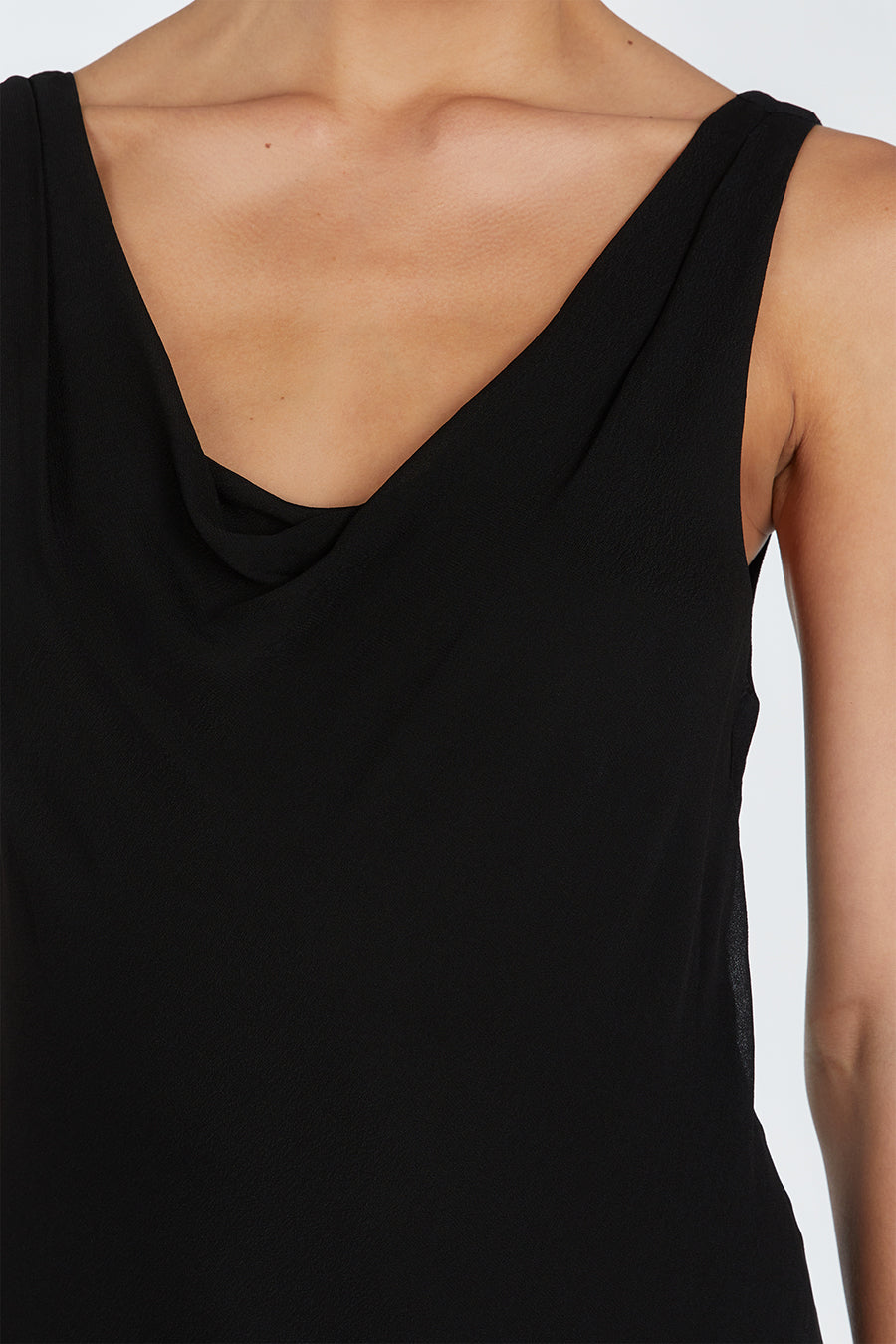 JOHNNY BLACK COWL NECK MIDI DRESS