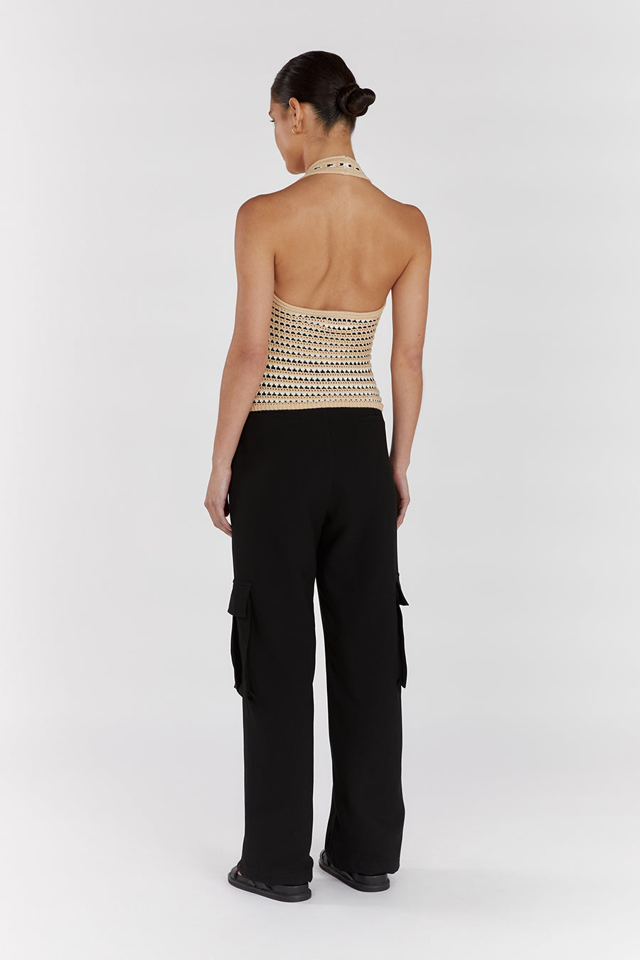 MIMI NATURAL STRIPECROCHETHALTER TOP