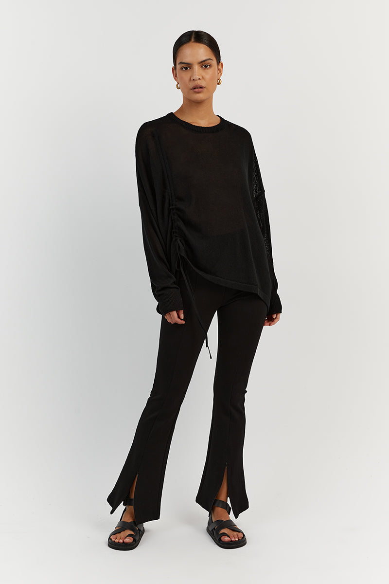 BRADY BLACK OVERSIZED CREW NECK