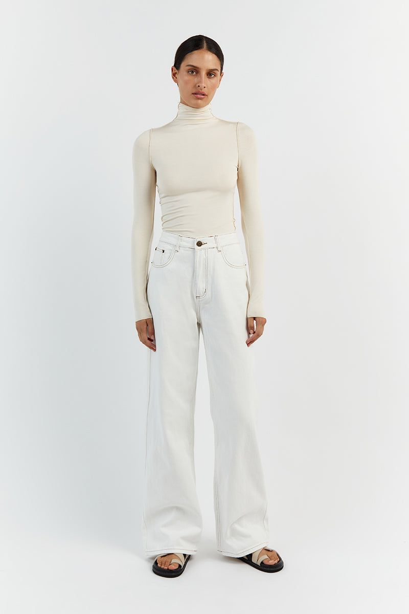AVERY IVORY HIGH NECK TOP
