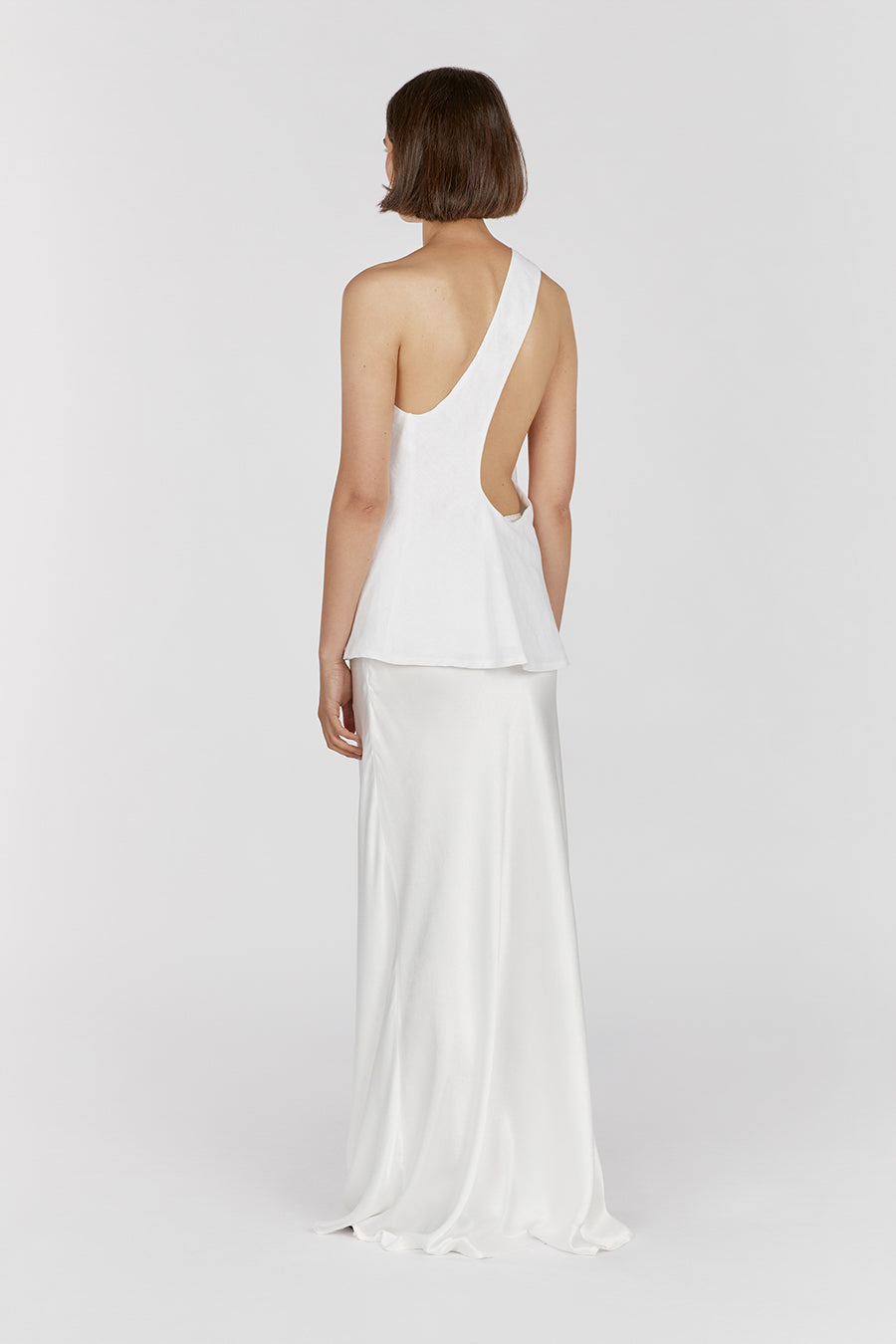 ADDISON WHITE LINEN ASYMMETRIC TOP