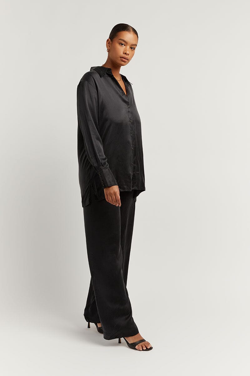 EVANS BLACK SILK SHIRT