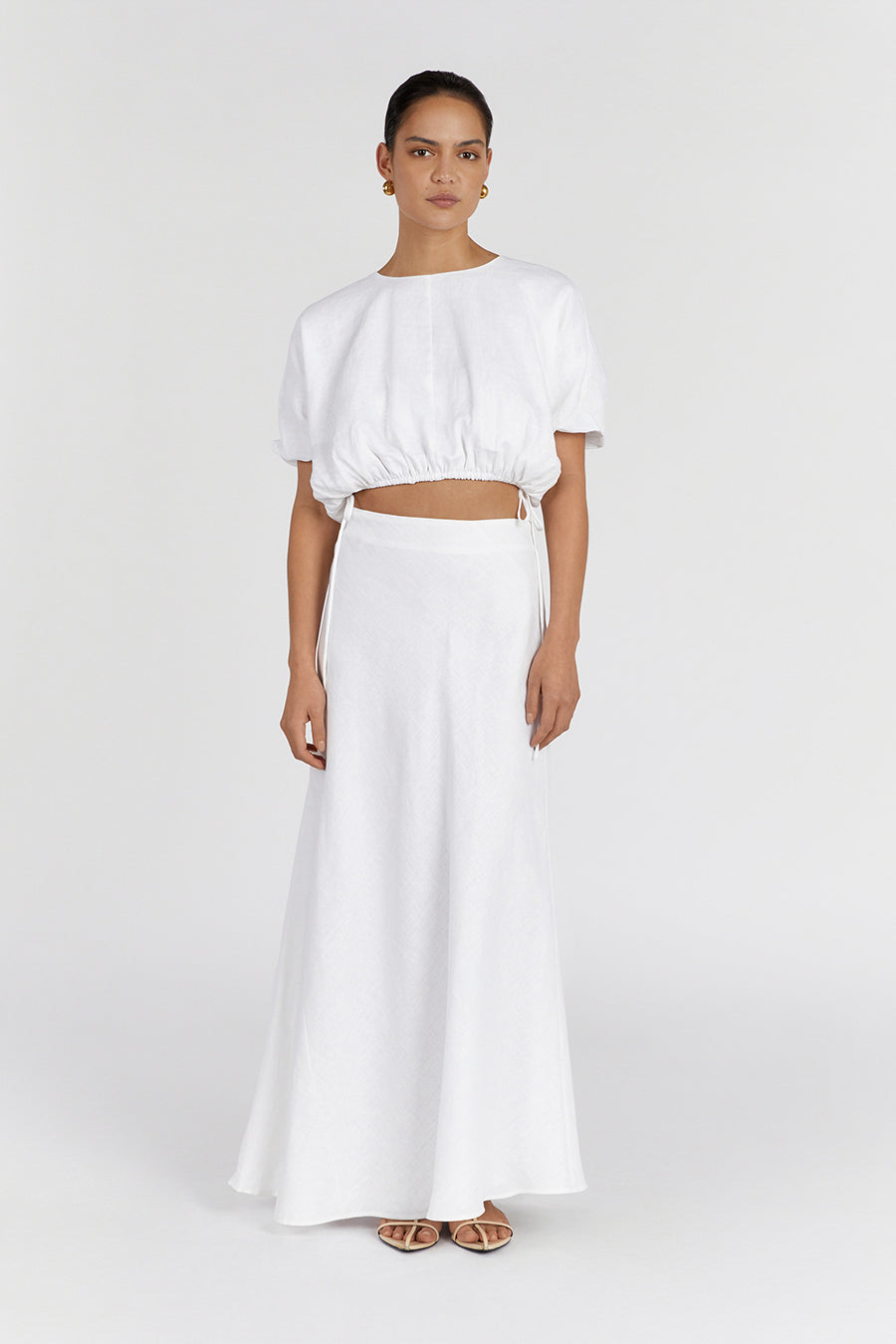 GEORGIA WHITE LINEN CROP TOP