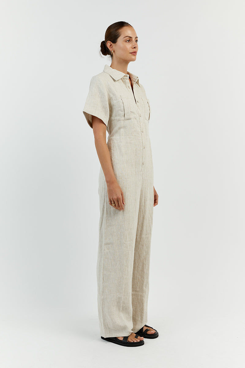 LILY NATURAL LINEN BOILER SUIT