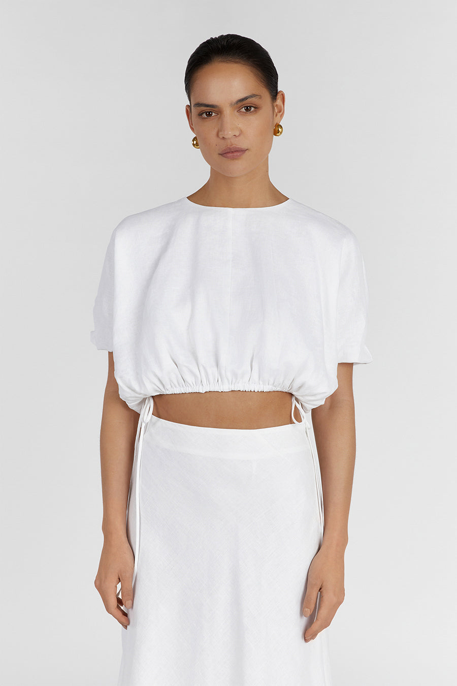 GEORGIA WHITE LINEN CROP TOP