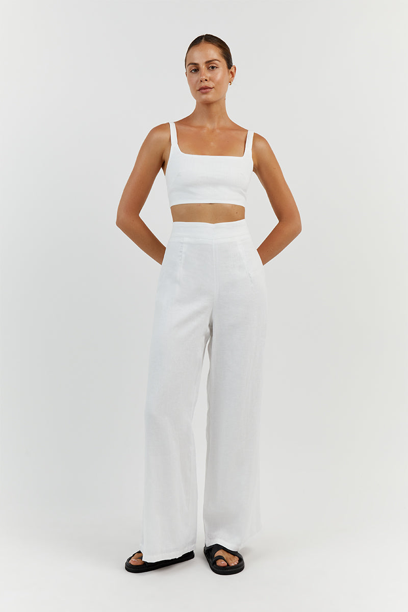PENNY WHITE LINEN CROP TOP