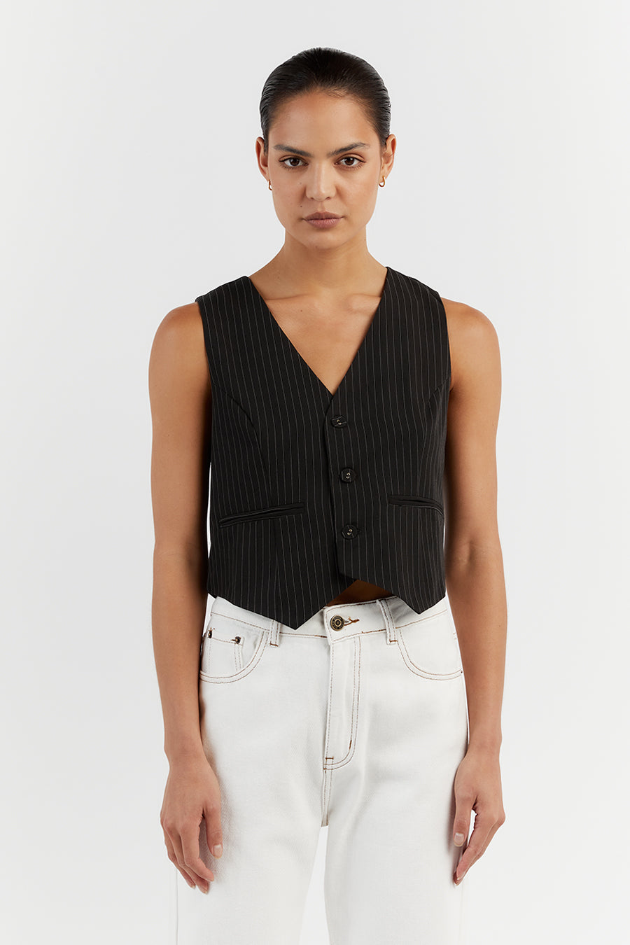DIEGO BLACK PINSTRIPE VEST