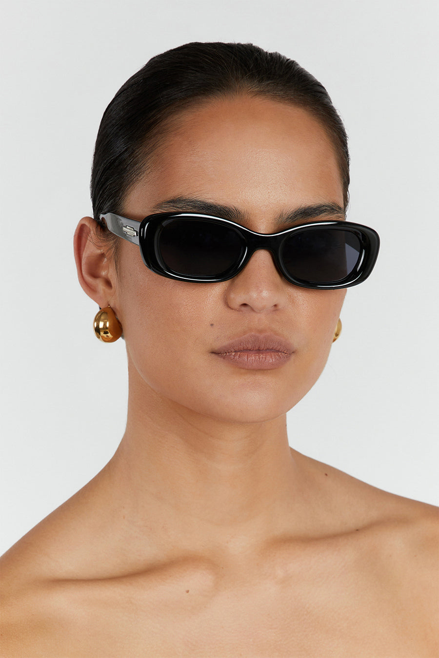 EDDIE BLACK RECTANGLE SUNGLASSES