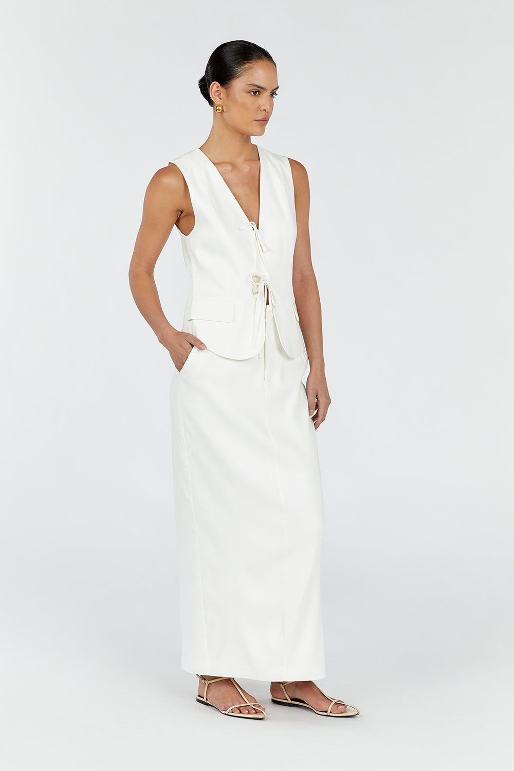 LUCCA MILK MIDI SKIRT