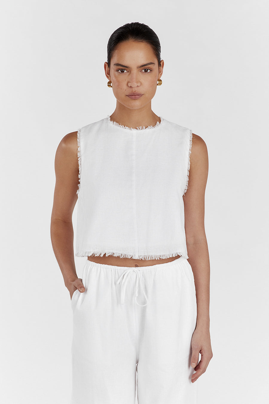 NOVA WHITE LIGHT WEIGHT LINEN TOP