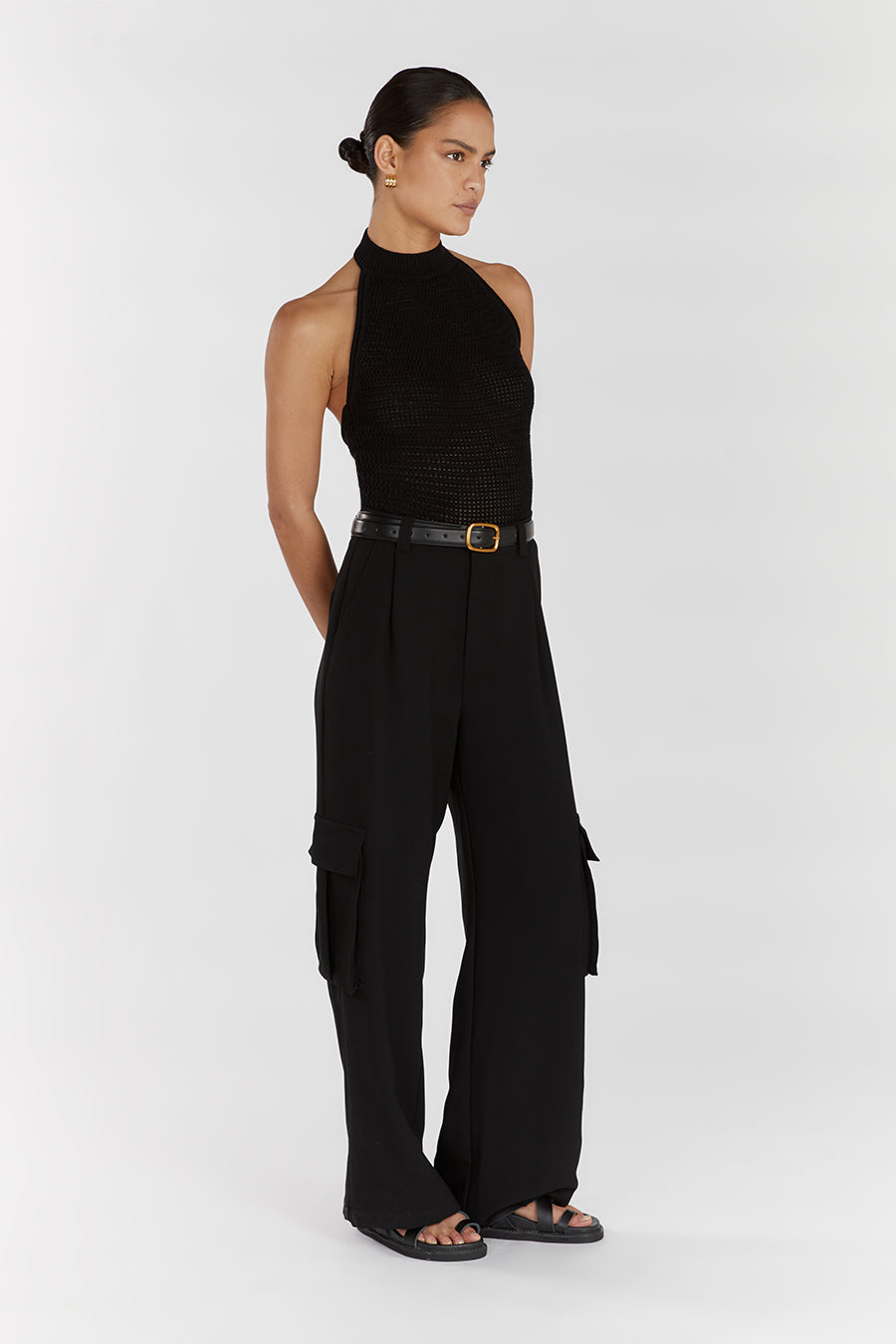 ZADIE BLACK CROCHET HALTER TOP